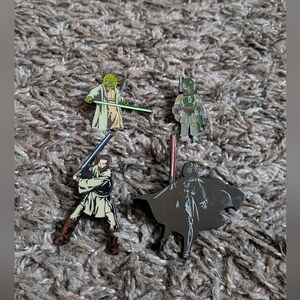 Disney Star Wars Obi Wan Boba Fett Darth Vader & Yoda 4 PC Pin Lot